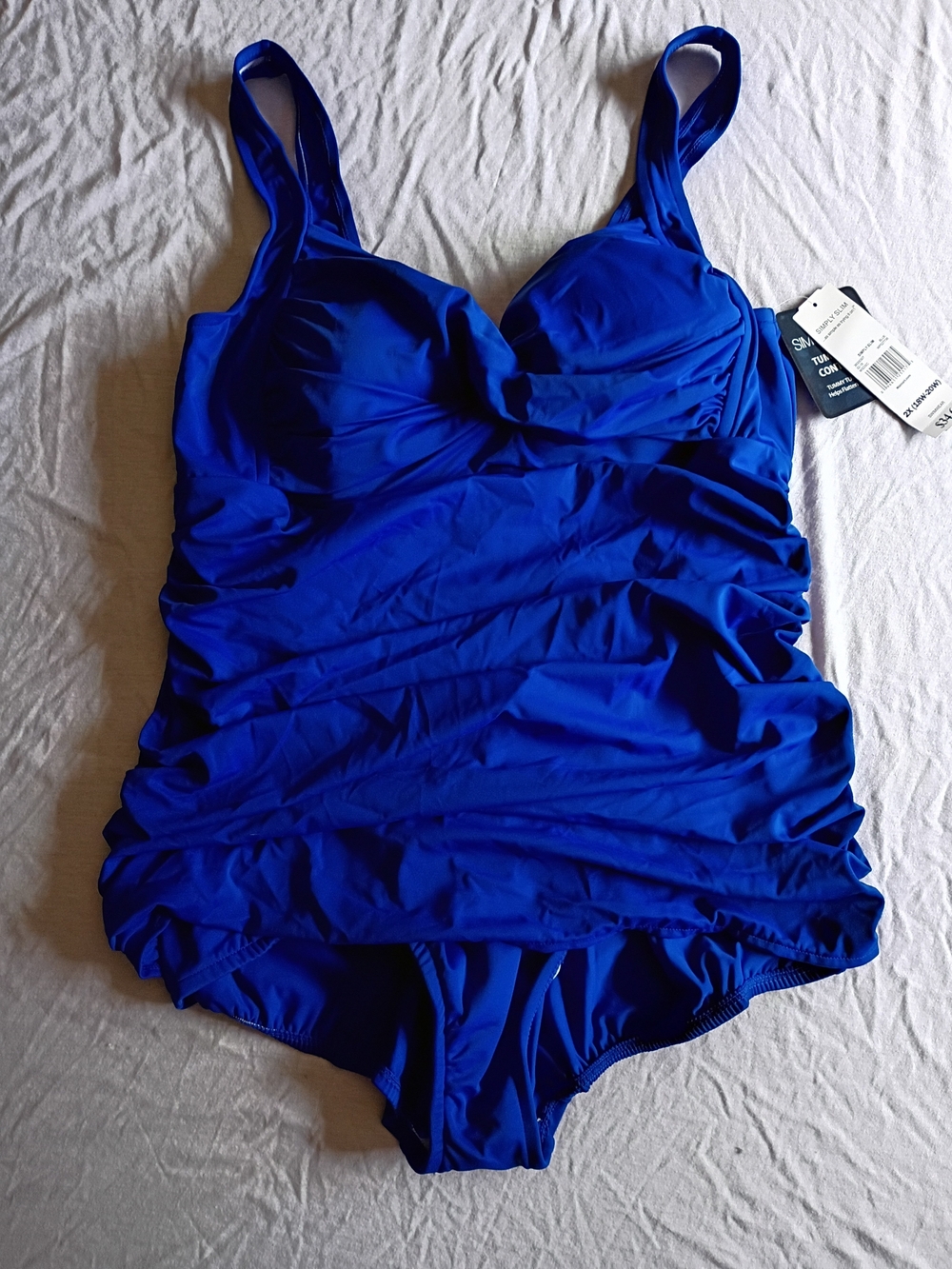 2X Royal Blue Ruched One-Piece Swimsuit
